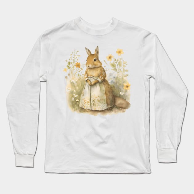 Tasha Tudor Inspired Mother Rabbit Long Sleeve T-Shirt by VelvetEasel